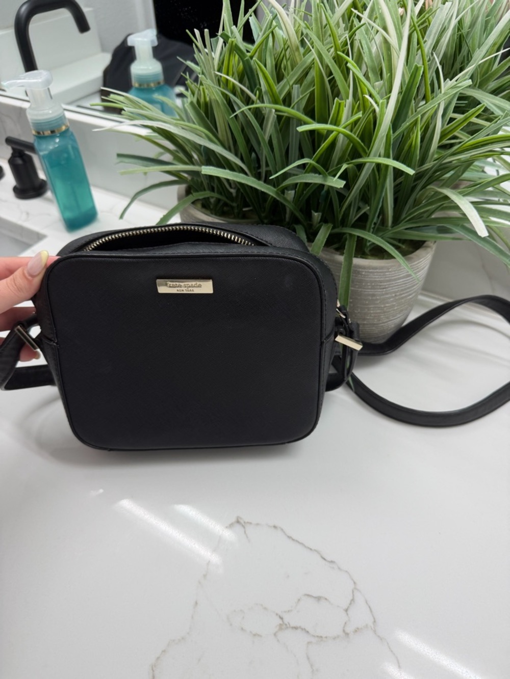 kate spade Black Leather Crossbody Camera Bag
